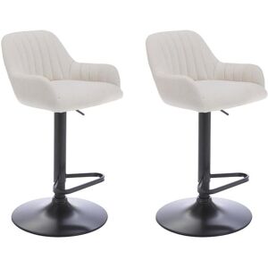 Vente unique Lot de 2 tabourets de bar en tissu et metal noir Hauteur ajustable Creme ELEANA