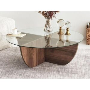 Vente-unique Table basse en verre trempé - Naturel foncé et Transparent - AYSUN - Publicité