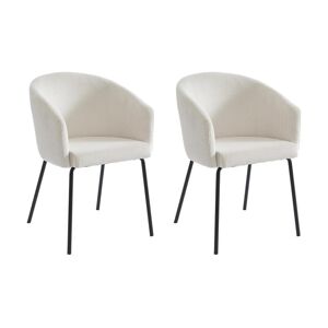 Lot de 2 chaises avec accoudoirs en velours côtele et metal - Creme - MORONI de Pascal MORABITO