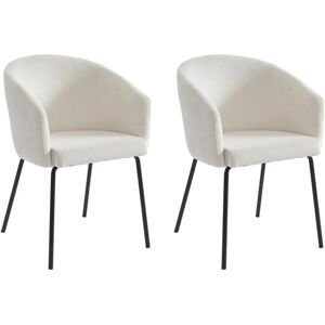 PASCAL MORABITO Lot de 2 chaises avec accoudoirs en velours côtelé et métal - Crème - MORONI de Pascal MORABITO