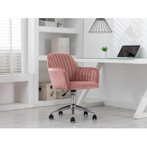 Vente unique Chaise de bureau Velours Rose Hauteur reglable ELEANA