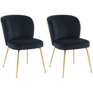 Vente-unique Lot de 2 chaises en velours et métal doré - Noir - POLPONA