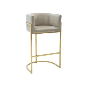 PASCAL MORABITO Tabouret de bar en velours et acier inoxydable - Beige et doré - PERIA de Pascal MORABITO