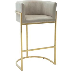 PASCAL MORABITO Tabouret de bar en velours et acier inoxydable - Beige et doré - PERIA de Pascal MORABITO