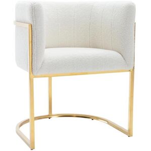 Chaise avec accoudoirs - Tissu bouclette et acier inoxydable - Blanc et dore - PERIA de Pascal MORABITO