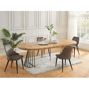 Vente-unique Table à manger extensible 2 à 12 couverts en MDF et acier - Naturel et noir - FIRELA