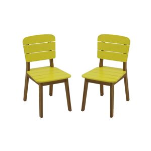 MYLIA Lot de 2 chaises de jardin pour enfant en acacia jaune - GOZO de MYLIA