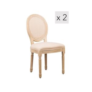 Nordlys Lot de 2 chaises en bois avec assise en tissu beige
