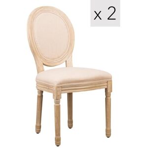 Nordlys Lot de 2 chaises en bois avec assise en tissu beige