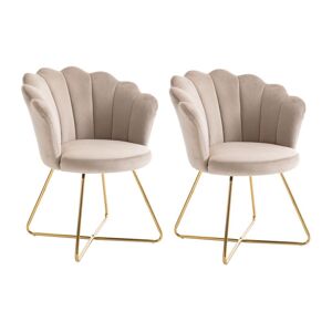 Vente-unique Lot de 2 chaises en velours et métal - Beige et doré - FIORI II