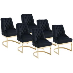 PASCAL MORABITO Lot de 6 chaises en velours et acier inoxydable doré - Noir - PORILASO de Pascal MORABITO