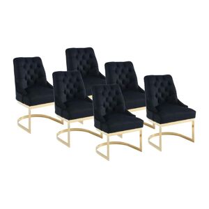 PASCAL MORABITO Lot de 6 chaises en velours et acier inoxydable doré - Noir - PORILASO de Pascal MORABITO