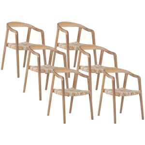 Vente-unique Lot de 6 chaises avec accoudoirs en teck - Naturel clair - JUNARIA