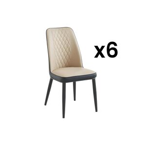 Vente-unique Lot de 6 chaises en simili et métal - Beige et anthracite - MILDURA