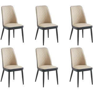 Vente-unique Lot de 6 chaises en simili et métal - Beige et anthracite - MILDURA