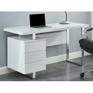 Vente unique Bureau avec 3 tiroirs MDF Blanc laque MYLAN II