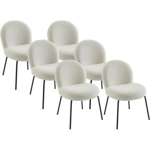 Lot de 6 chaises en tissu bouclette et metal noir - Creme - CURLYN de Pascal Morabito