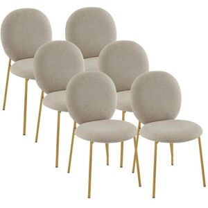 Vente-unique Lot de 6 chaises en tissu et métal doré - Beige - ASTRENA