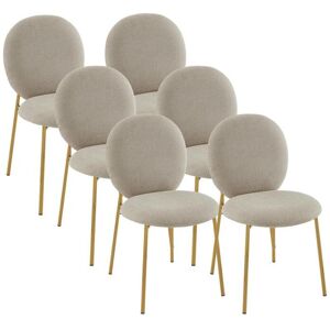 Vente-unique Lot de 6 chaises en tissu et métal doré - Beige - ASTRENA