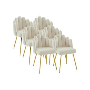 PASCAL MORABITO Lot de 6 chaises en tissu bouclette et métal doré - Crème - ALTINAM de Pascal MORABITO