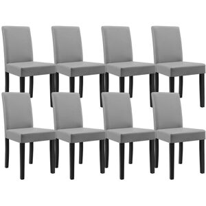 [en.casa] Kit de 8 Chaises Bois Simili 90 x 42 x 48 cm Gris Clair [en.casa]