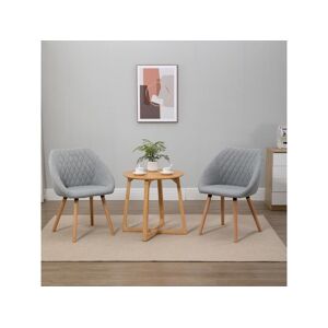 Homcom Chaises de visiteur design scandinave - lot de 2 chaises - pieds effilés bois hêtre - assise dossier accoudoirs ergonomiques lin gris