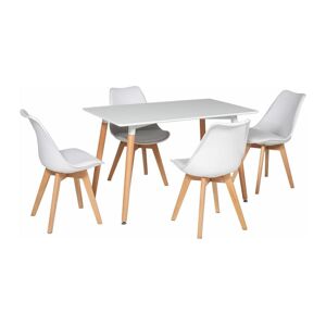 Ensemble table rectangulaire 120cm PIA et 4 chaises NORA blanc - HAPPY GARDEN