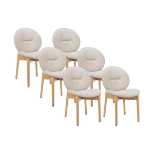 Vente-unique Lot de 6 chaises en tissu et bois d'hevea - Beige - ISADIO