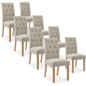 Intense Déco Lot de 8 chaises capitonnées Gaya tissu beige