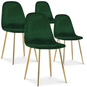 Intense Déco Lot de 4 chaises Bali velours vert pieds or