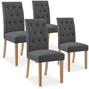 Intense Déco Lot de 4 chaises capitonnées Gaya tissu gris