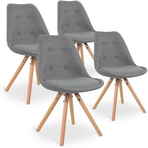 Intense Déco Lot de 4 chaises scandinaves Frida tissu Gris