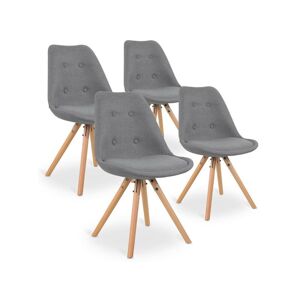 Intense Déco Lot de 4 chaises scandinaves Frida tissu Gris