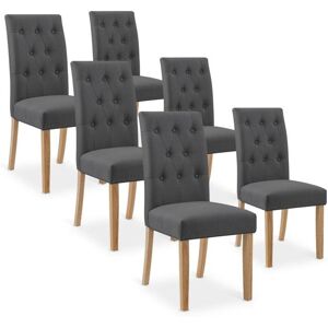 Intense Déco Lot de 6 chaises capitonnées Gaya tissu gris