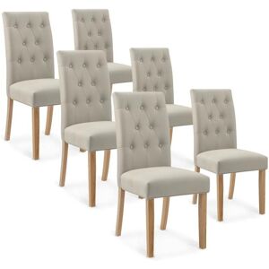 Intense Déco Lot de 6 chaises capitonnées Gaya tissu beige