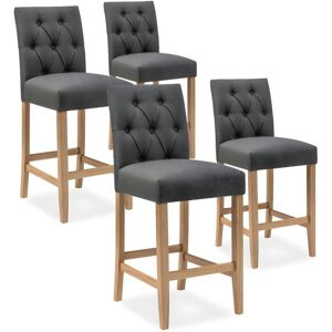 Intense Deco Lot de 4 chaises de bar en bois Gaya tissu Gris - H65cm