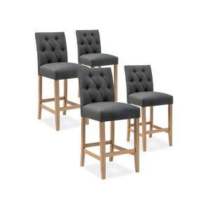Intense Déco Lot de 4 chaises de bar en bois Gaya tissu Gris - H65cm