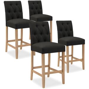 Intense Deco Lot de 4 chaises de bar en bois Gaya tissu Noir - H65cm