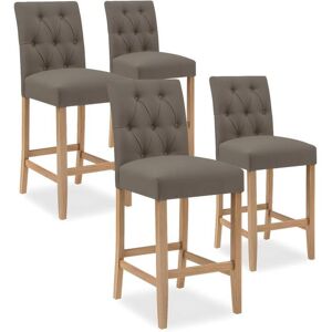 Intense Deco Lot de 4 chaises de bar en bois Gaya tissu Taupe - H65cm