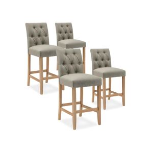 Intense Deco Lot de 4 chaises de bar en bois Gaya tissu Beige - H65cm