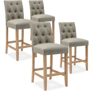 Intense Déco Lot de 4 chaises de bar en bois Gaya tissu Beige - H65cm