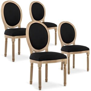 Intense Déco Lot de 4 chaises médaillon Louis XVI tissu Noir