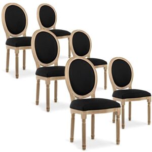 Intense Déco Lot de 6 chaises médaillon Louis XVI tissu Noir