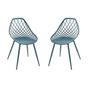 Lot de 2 chaises de jardin en polypropylene avec pieds en metal Bleu canard MALAGA de MYLIA