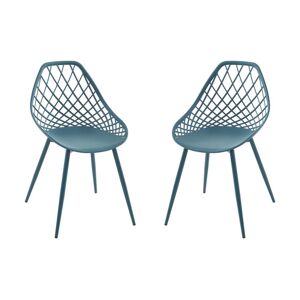 MYLIA Lot de 2 chaises de jardin en polypropylène avec pieds en métal - Bleu canard - MALAGA de MYLIA
