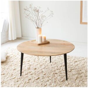 Made In Meubles Table basse ronde en bois de manguier et metal Aimee