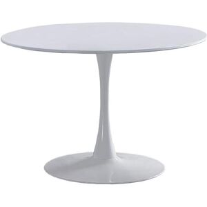 Pegane Table à manger ronde coloris blanc - Diamètre 110 x Hauteur 75 cm