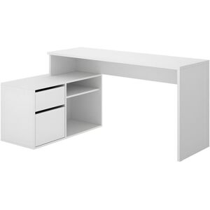 Pegane Bureau angulaire coloris blanc - Longueur 139 x Profondeur 92 x Hauteur 75 cm