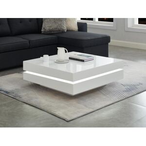 Vente-unique Table basse en MDF avec LEDs - Blanc laque - LYESS