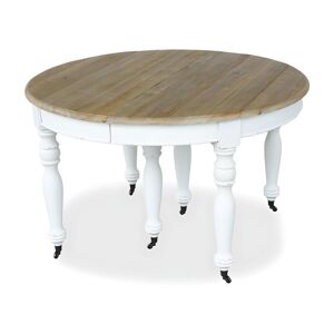 Intense Déco Table ronde extensible en bois massif LAVANDOU Blanc